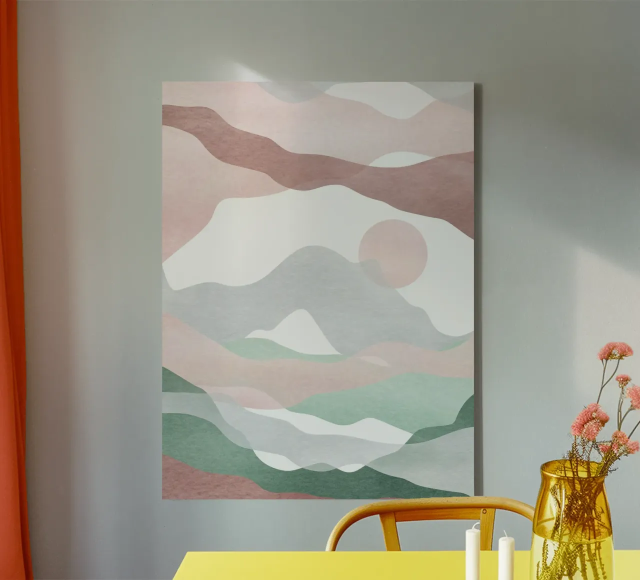 Abstract pastellandschap - Zachte golven canvas van Whole©