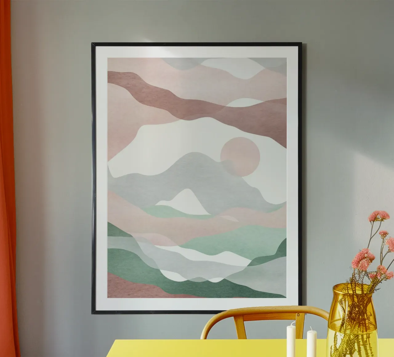 Abstract pastellandschap - Zachte golven hahnemühle van Whole©