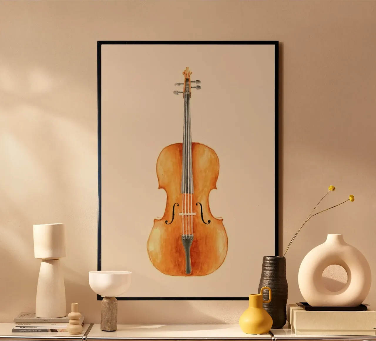 Cello poster con telaio in legno da Florent Bodart