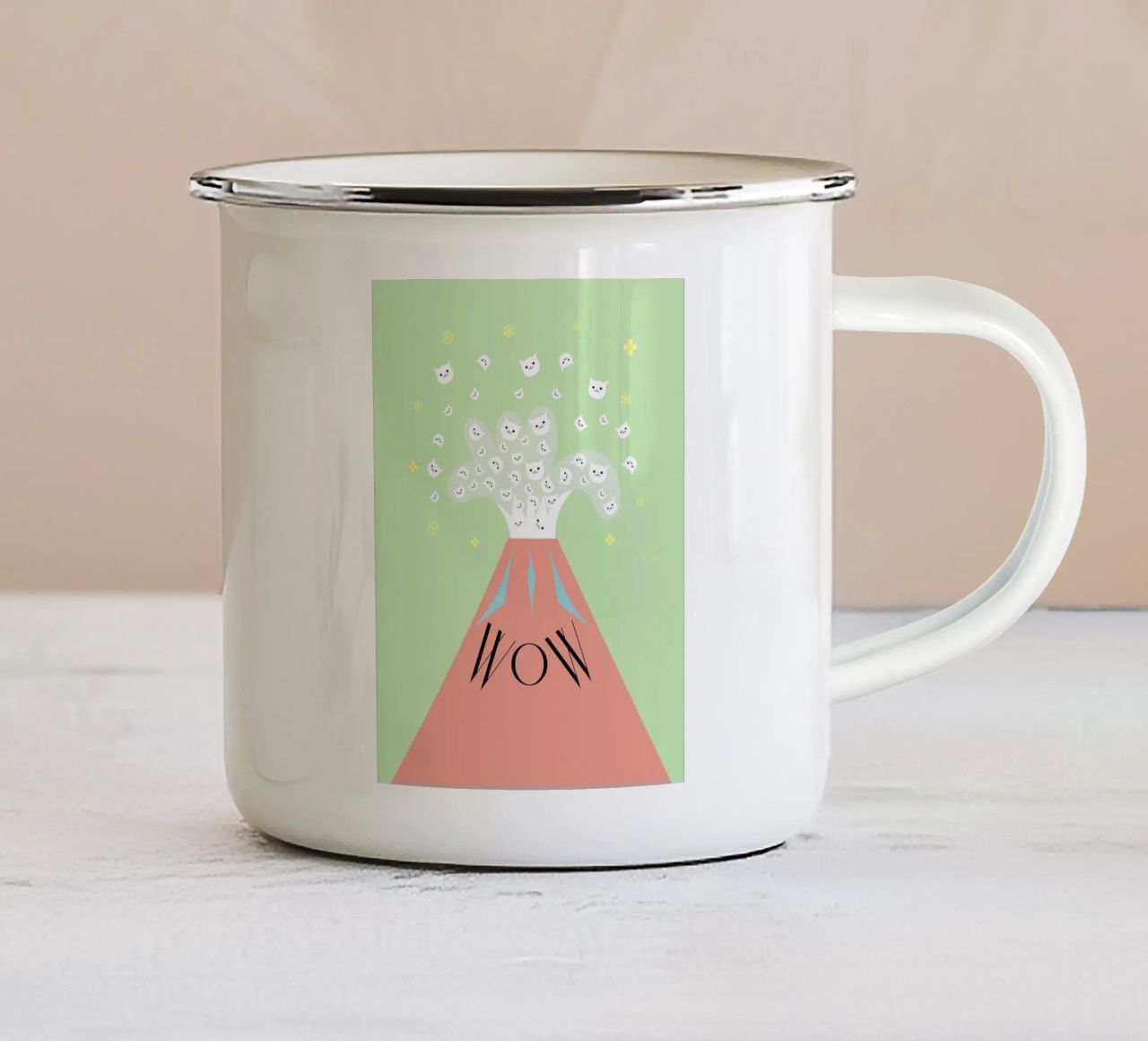 WOW - Cat Mountain tazza in smalto da natural neutral