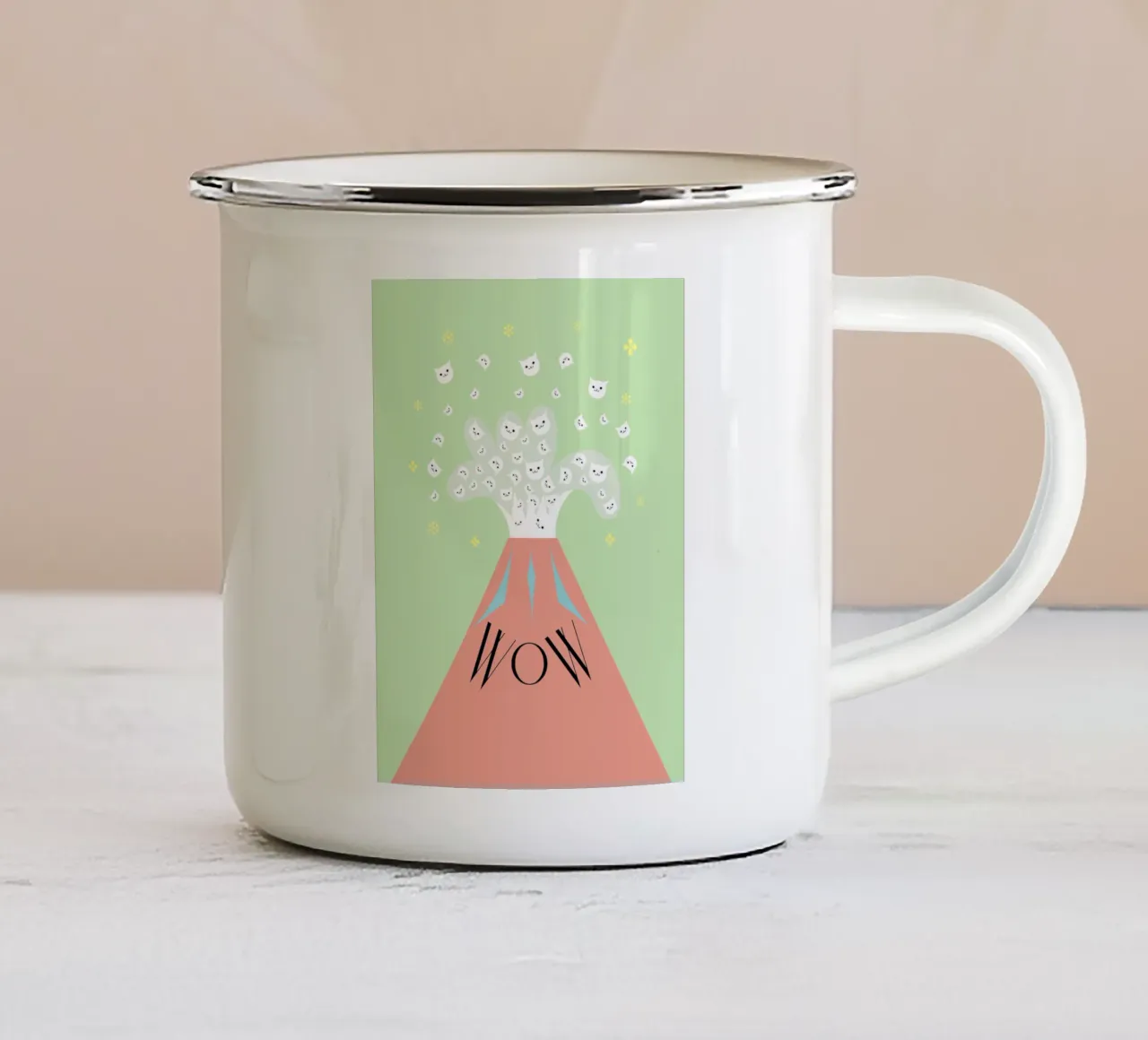 WOW - Cat Mountain tazza in smalto da natural neutral