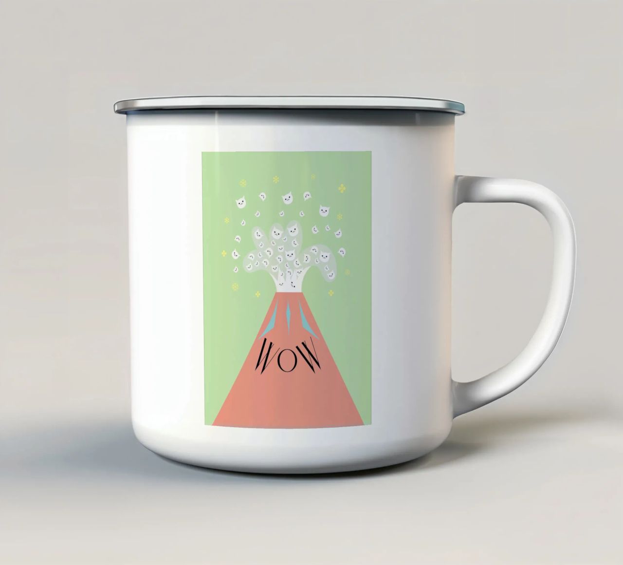 WOW - Cat Mountain tazza in smalto da natural neutral