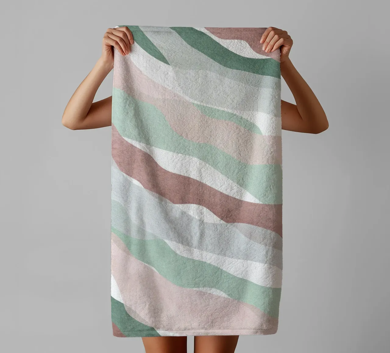Waves of calm - Abstract pastel art towel by Whole©