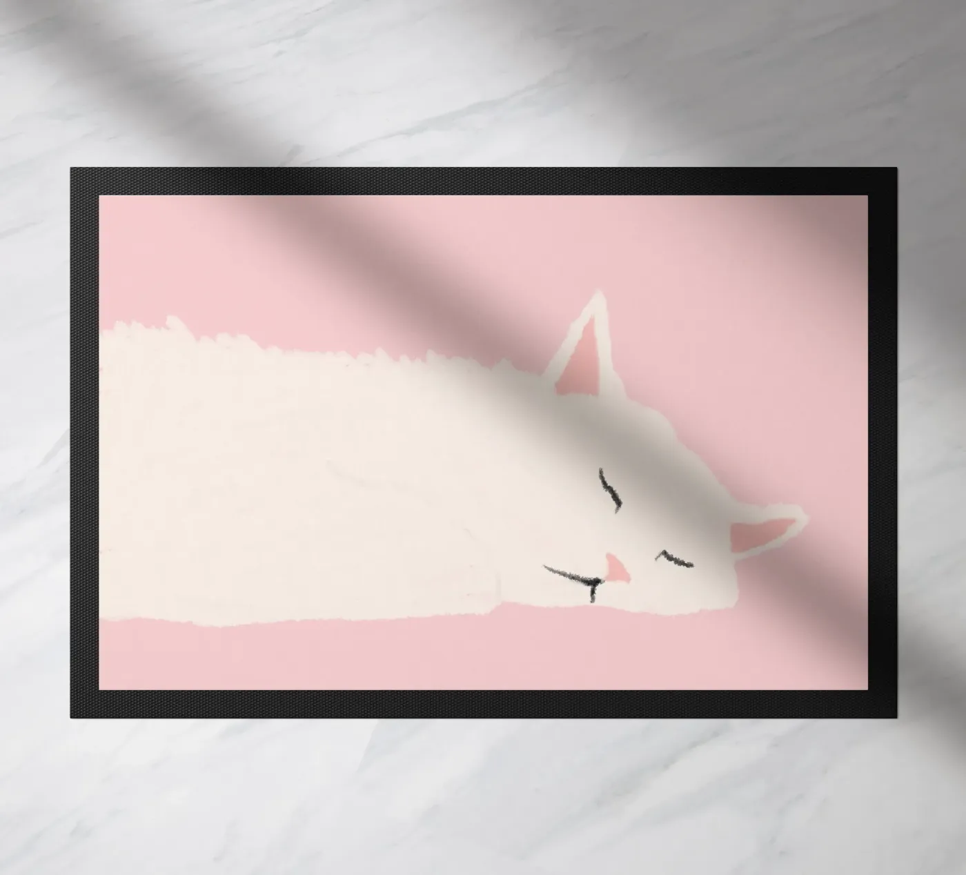 sleeping cat doormat by annaamabella