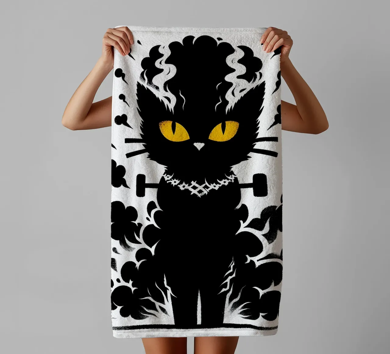 Bride Of Frankenstein's Cat towel by ARTOMATIC