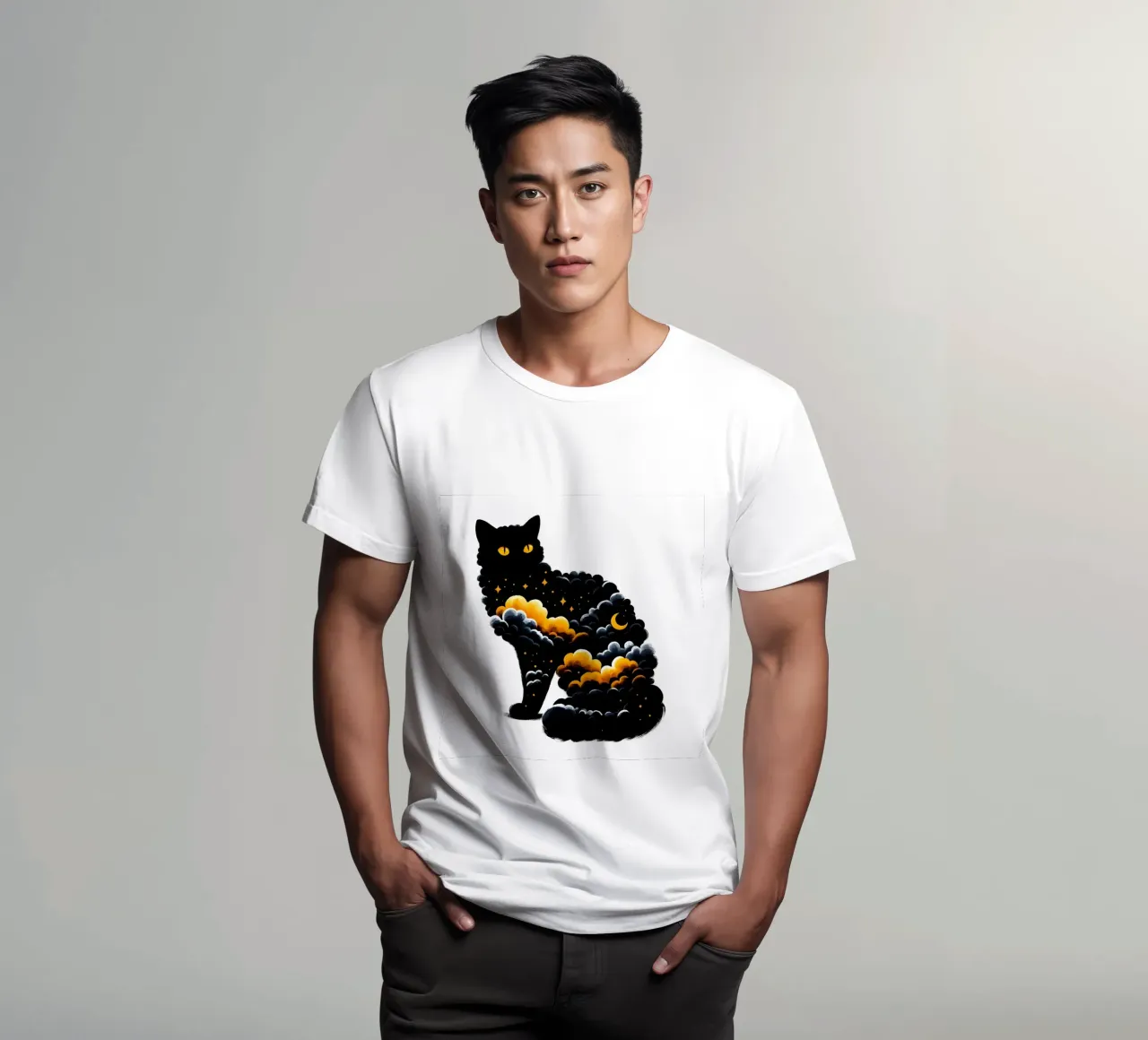 Celestial Black Cat t-shirt by ARTOMATIC
