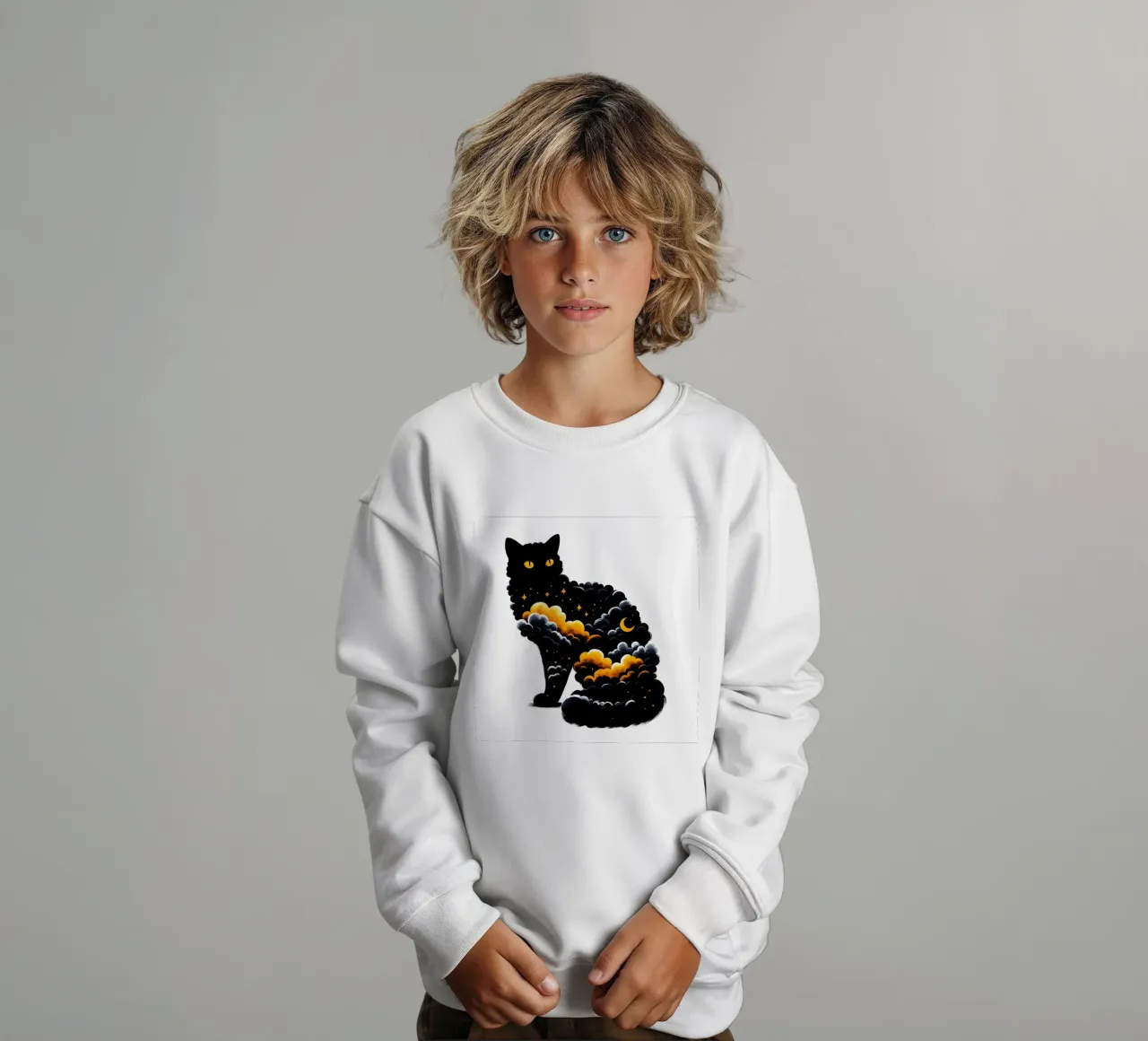 Gatto nero celeste felpa bambino da ARTOMATIC