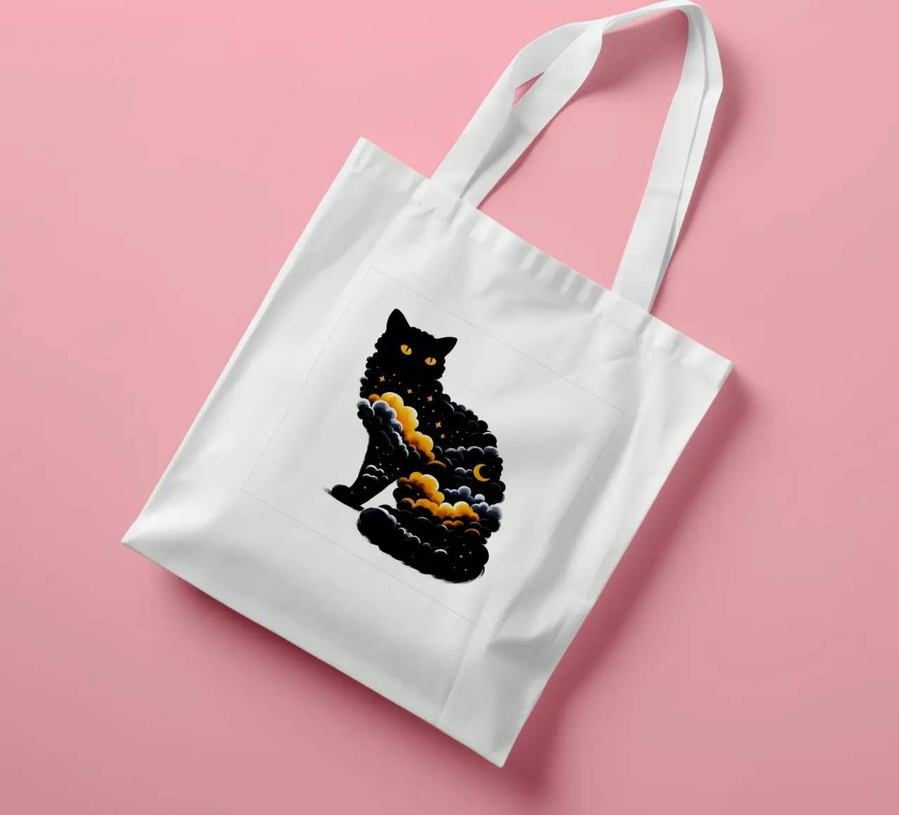 Hemelse zwarte kat jute draagtas van ARTOMATIC