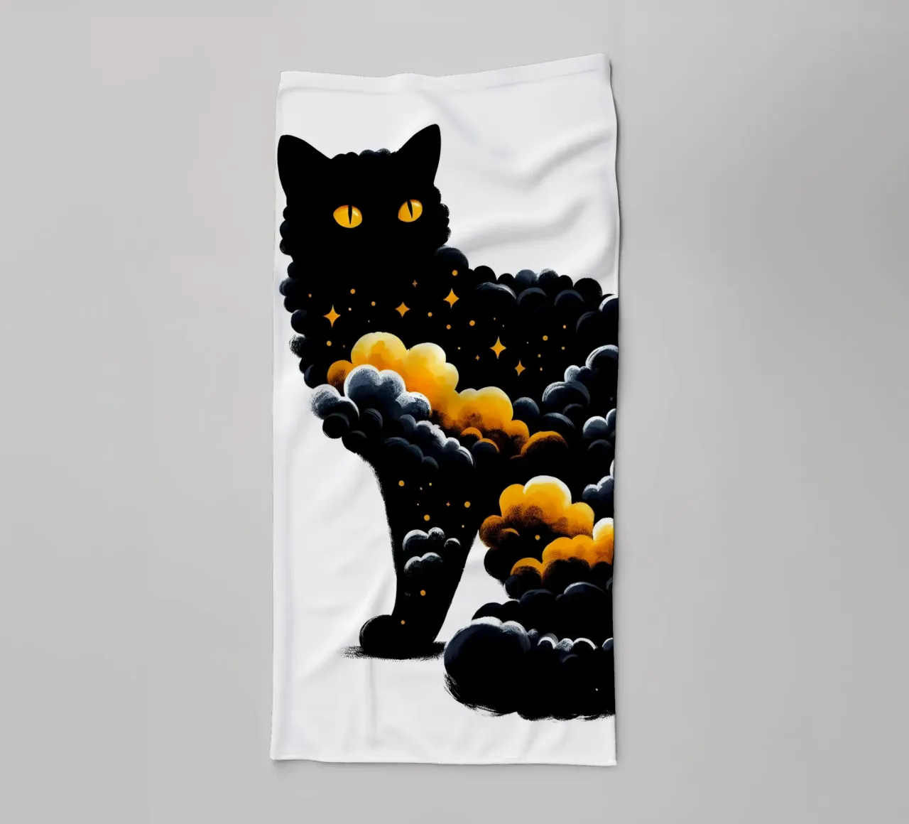 Gatto nero celeste asciugamano da bagno da ARTOMATIC
