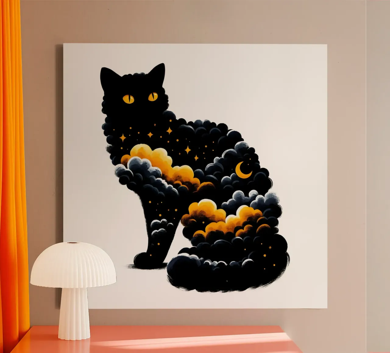 Celestial Black Cat canvas by ARTOMATIC