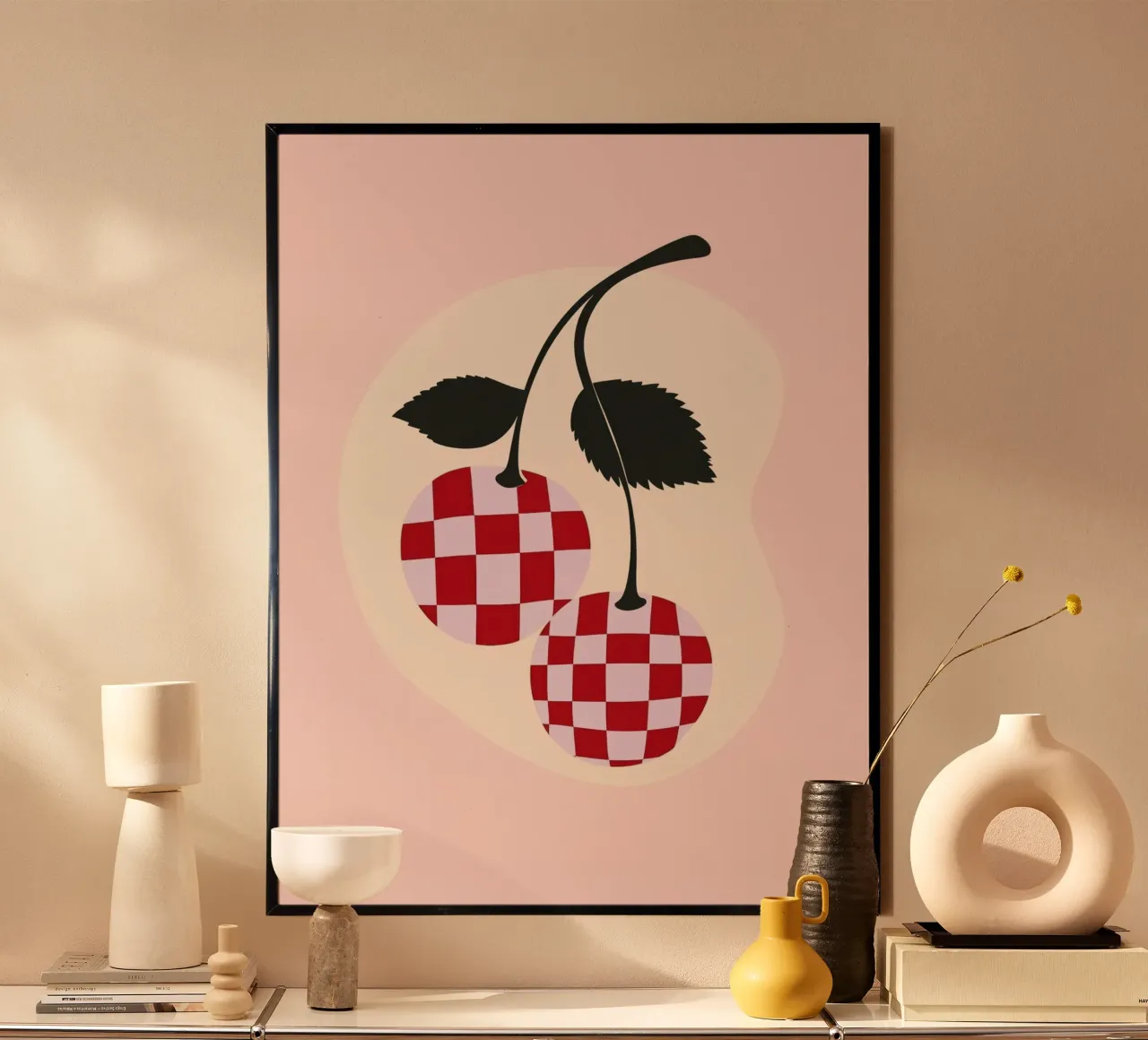 Plaid Cherrys poster con telaio in plastica da treechild