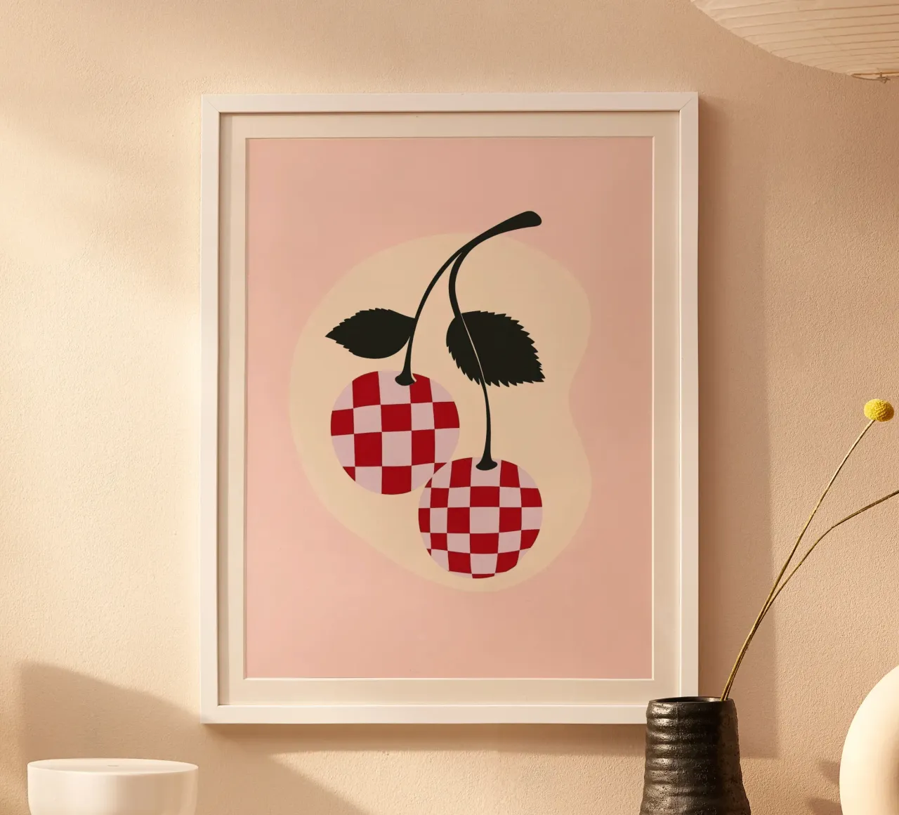 Plaid Cherrys poster con telaio in plastica da treechild
