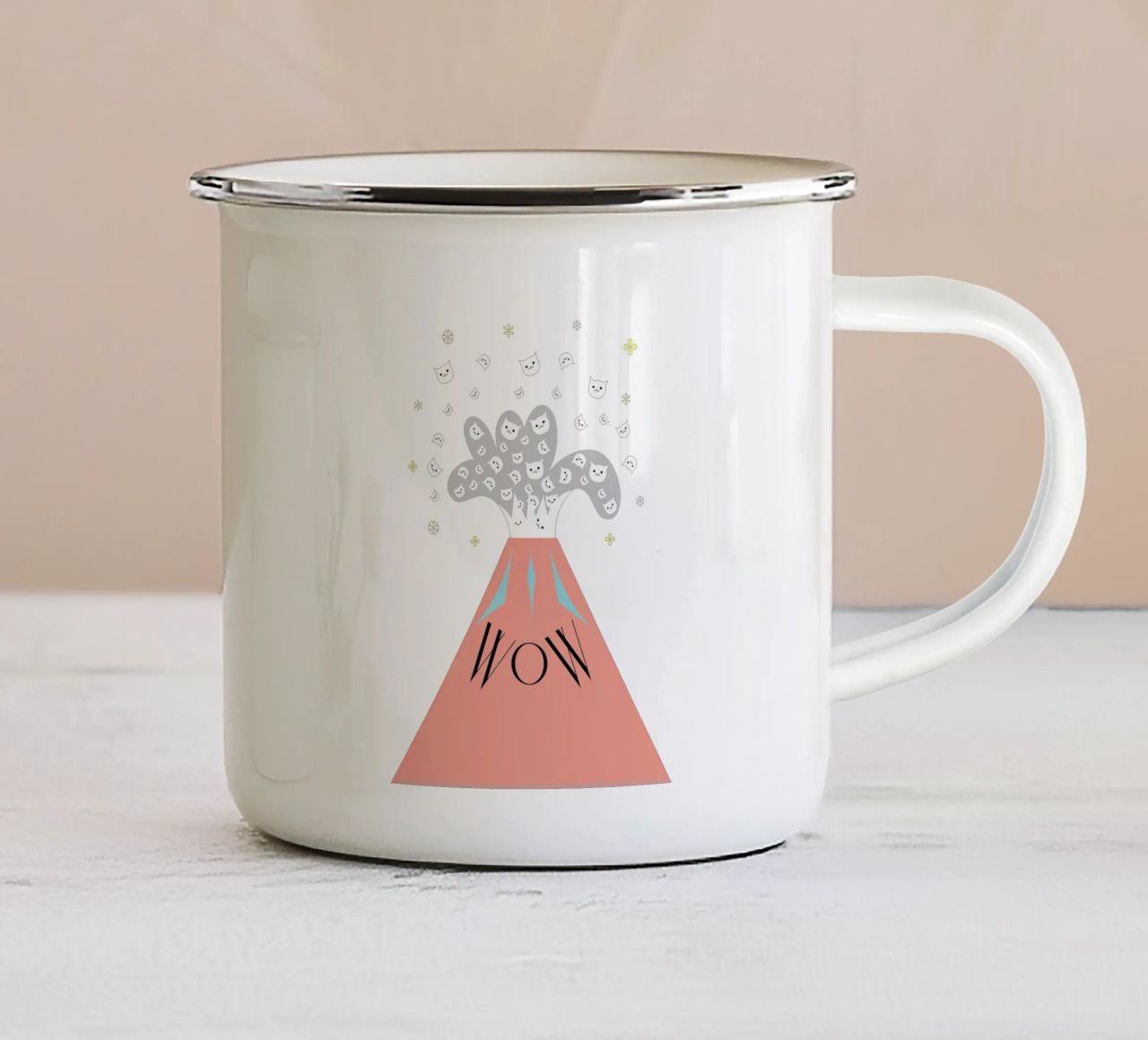 WOW - Cat mountain tazza in smalto da natural neutral