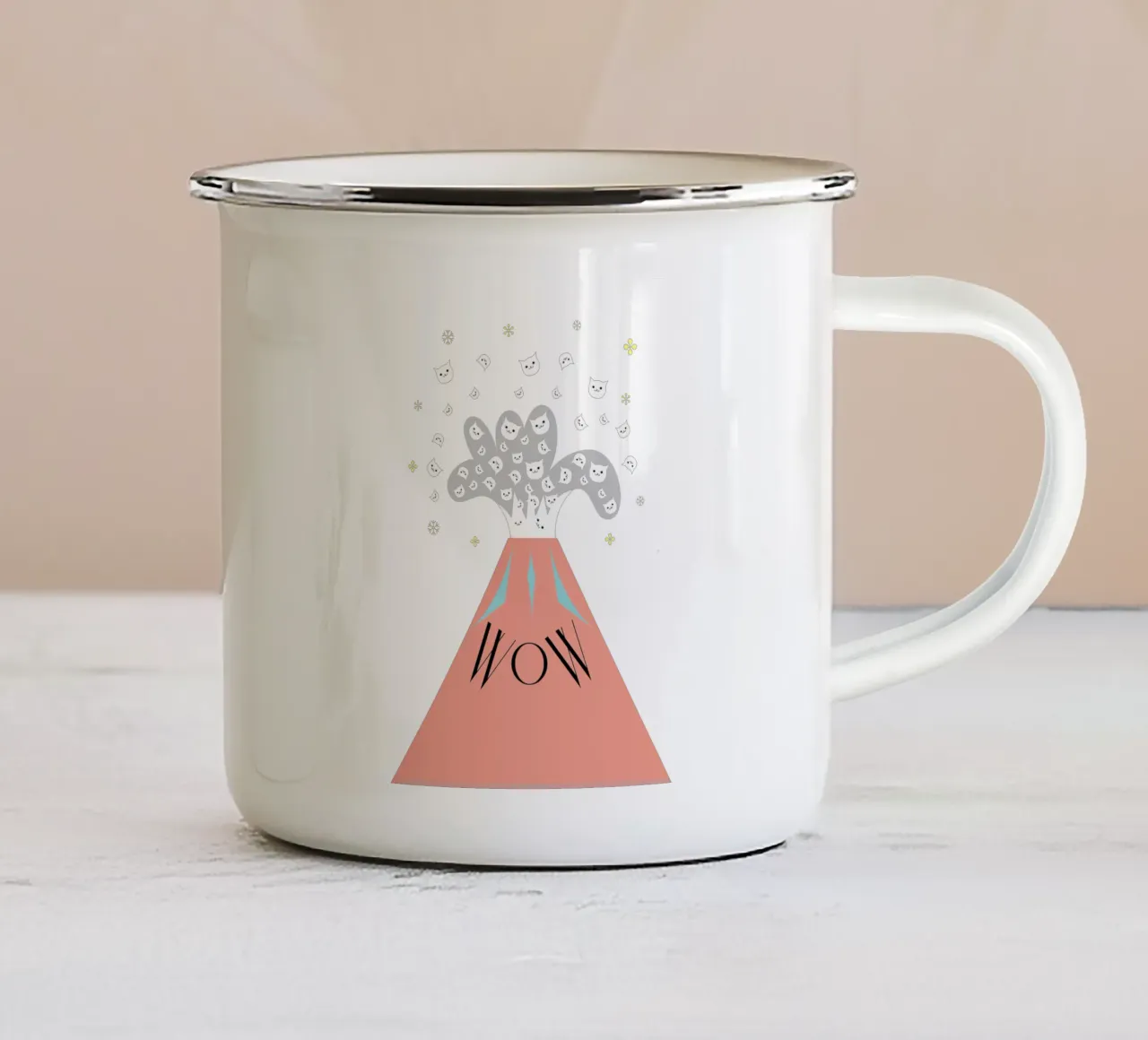 WOW - Cat mountain tazza in smalto da natural neutral