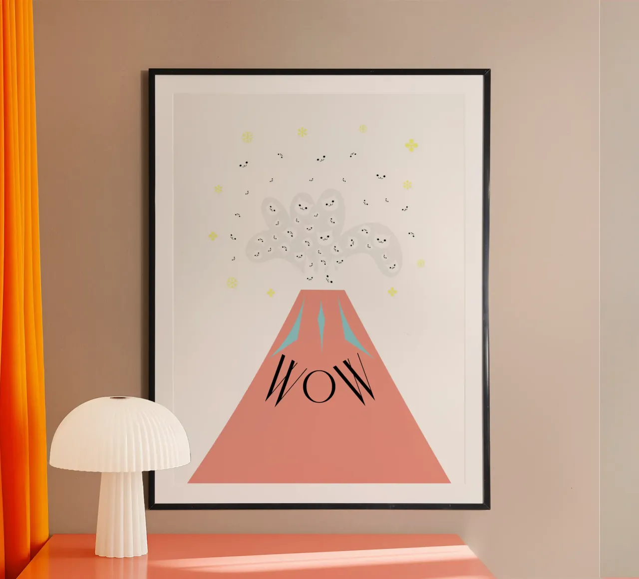 WOW - Cat mountain poster con telaio in alluminio da natural neutral