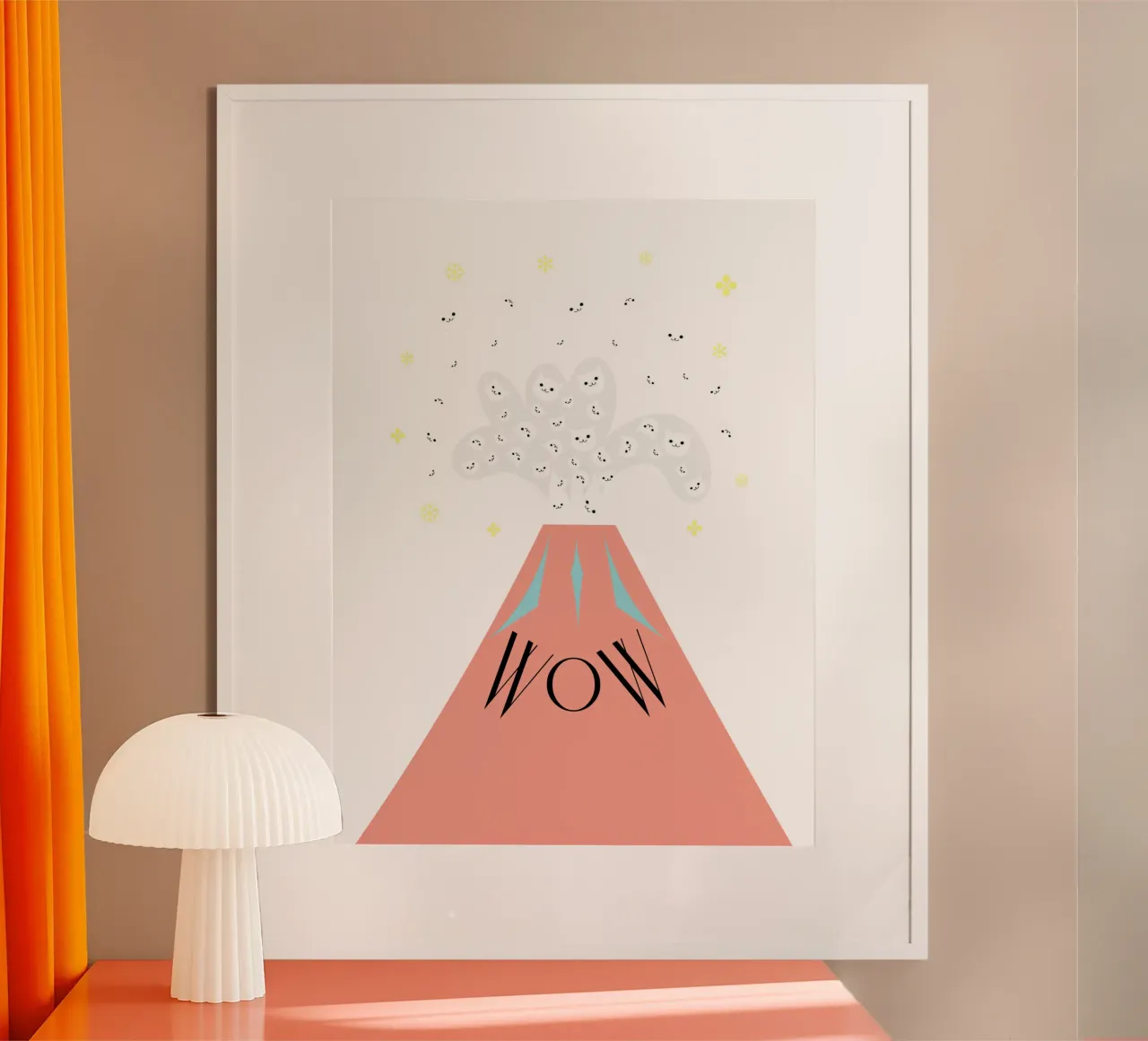 WOW - Cat mountain poster con telaio in alluminio da natural neutral