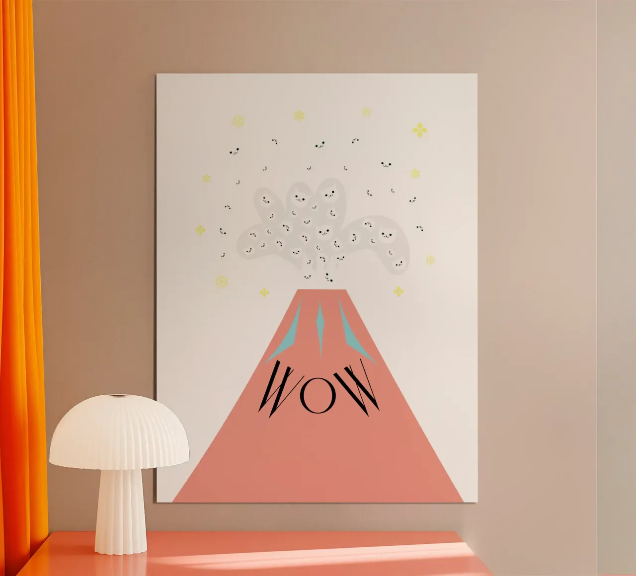 WOW - Cat mountain poster con telaio in alluminio da natural neutral