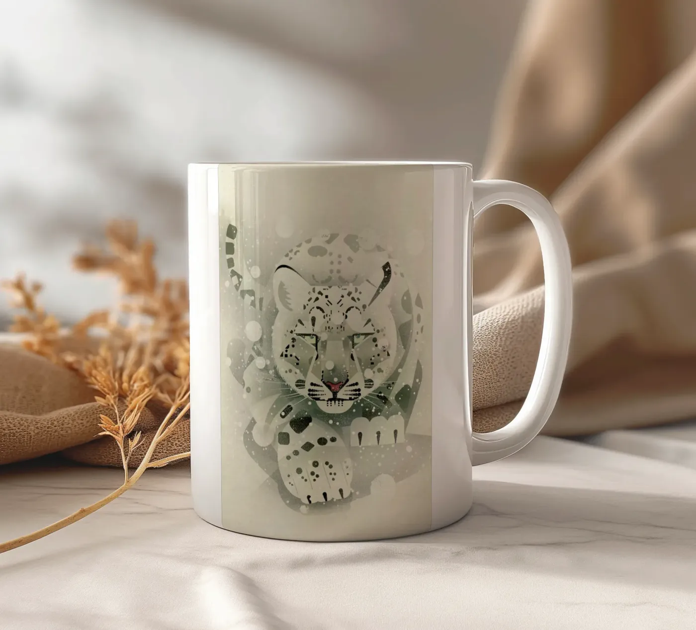 Schneeleopard ceramic mug by Dieter Braun