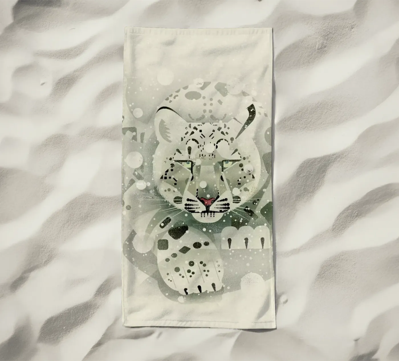 Schneeleopard beach towel by Dieter Braun