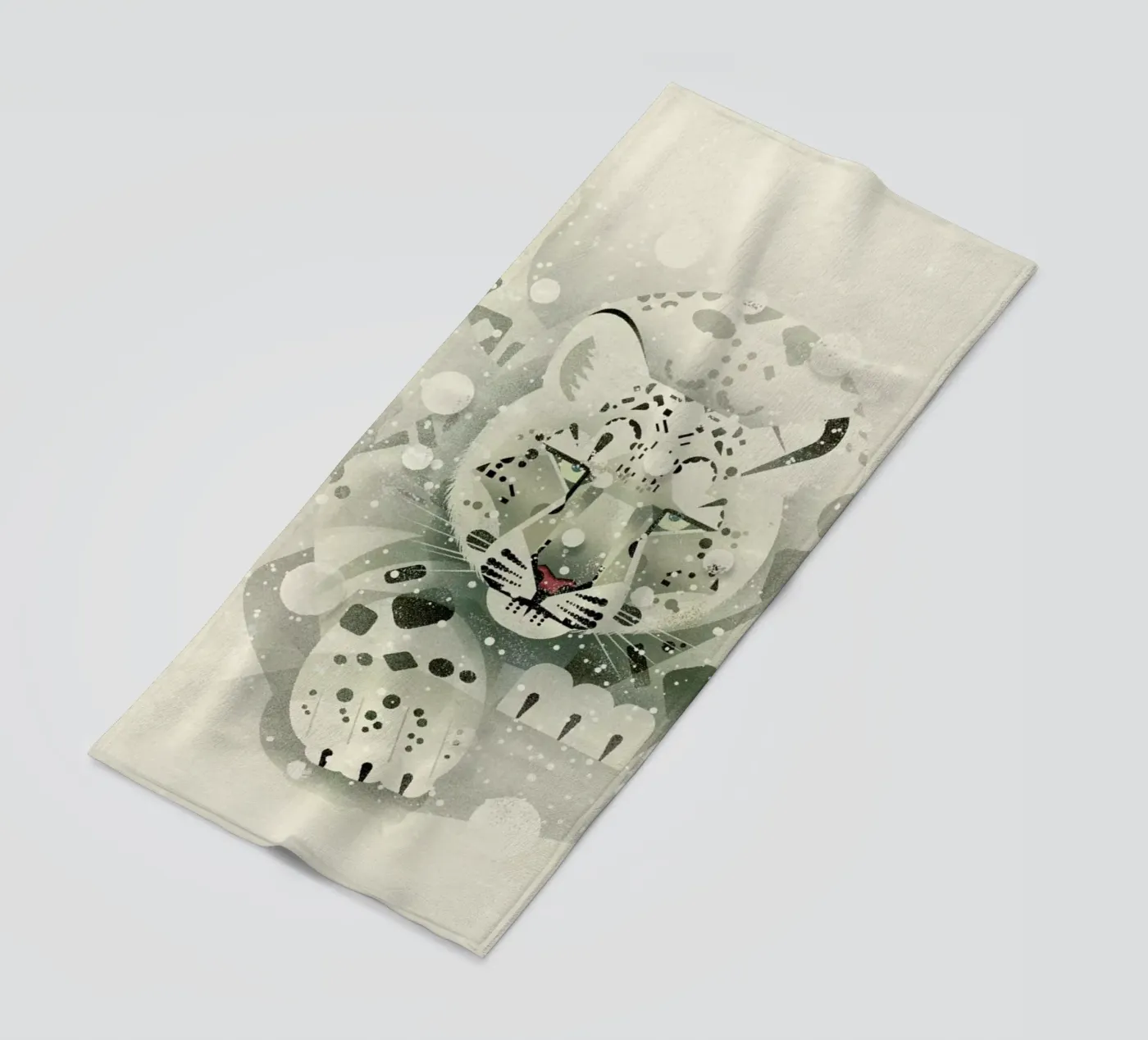 Schneeleopard beach towel by Dieter Braun