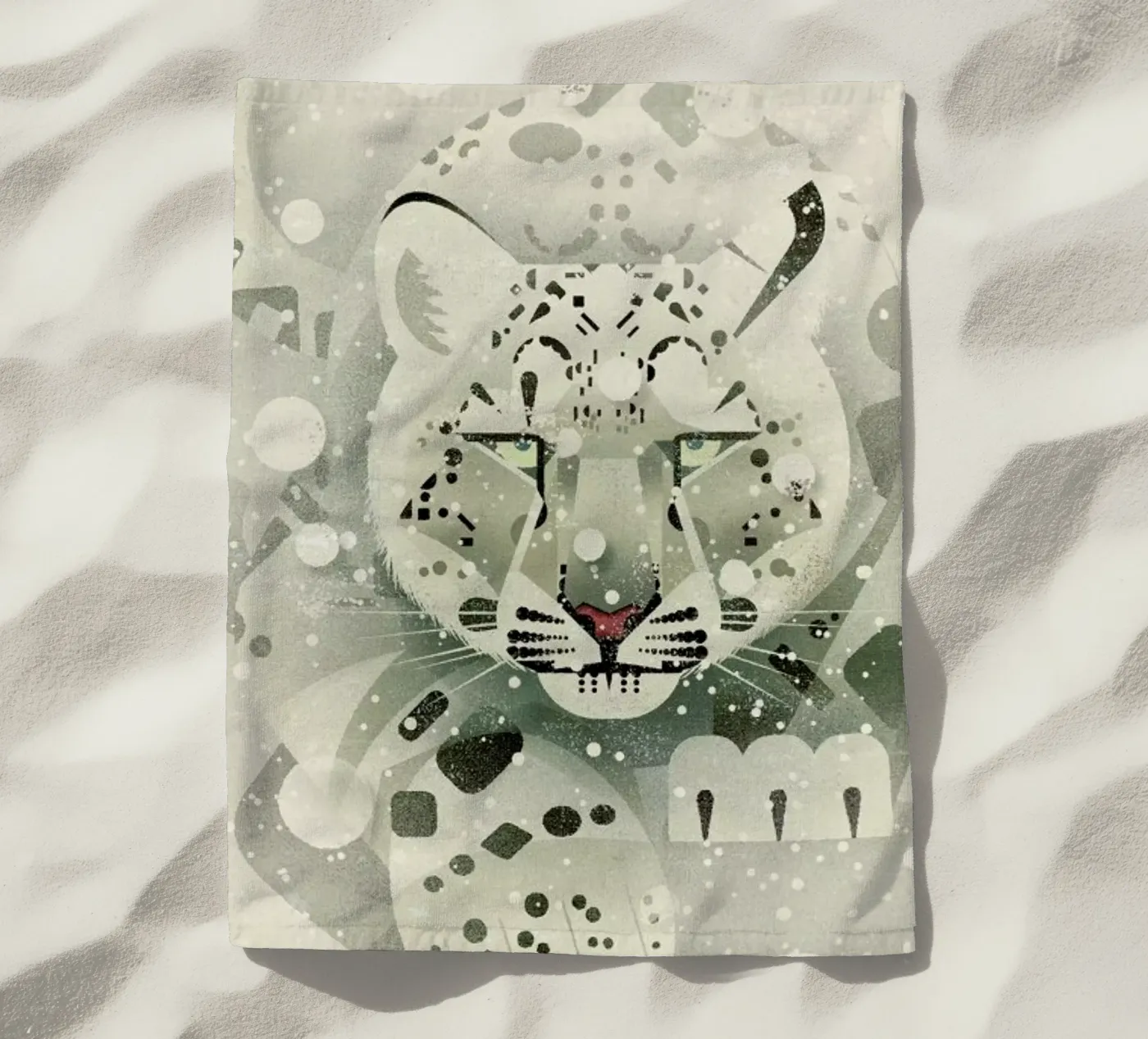 Schneeleopard beach towel by Dieter Braun