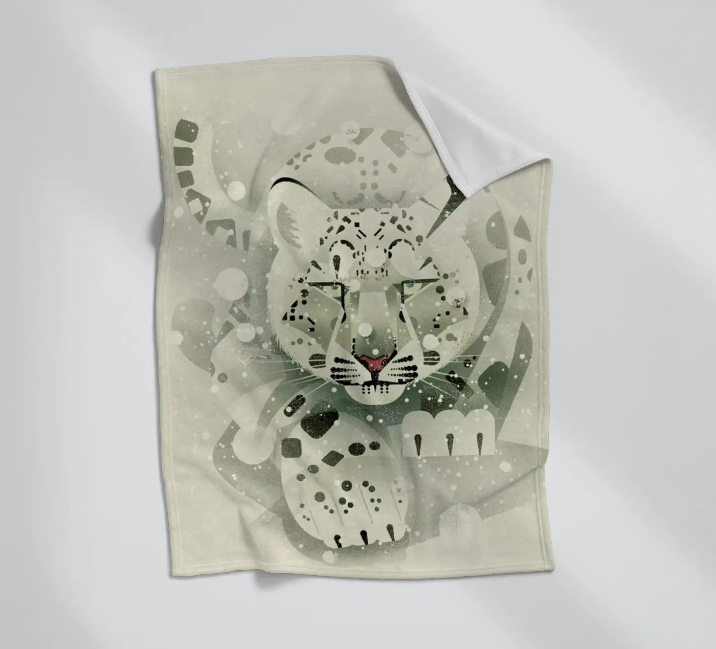 Schneeleopard fleecedeken van Dieter Braun