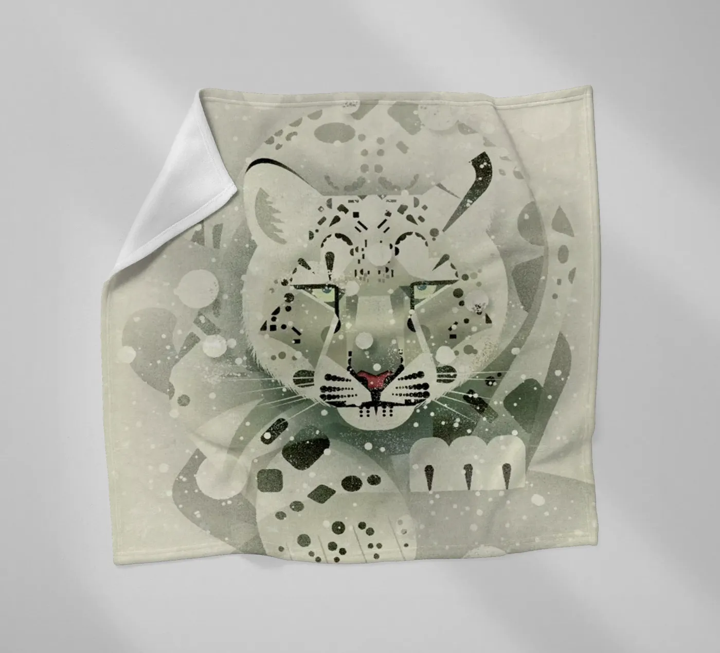 Schneeleopard fleecedeken van Dieter Braun