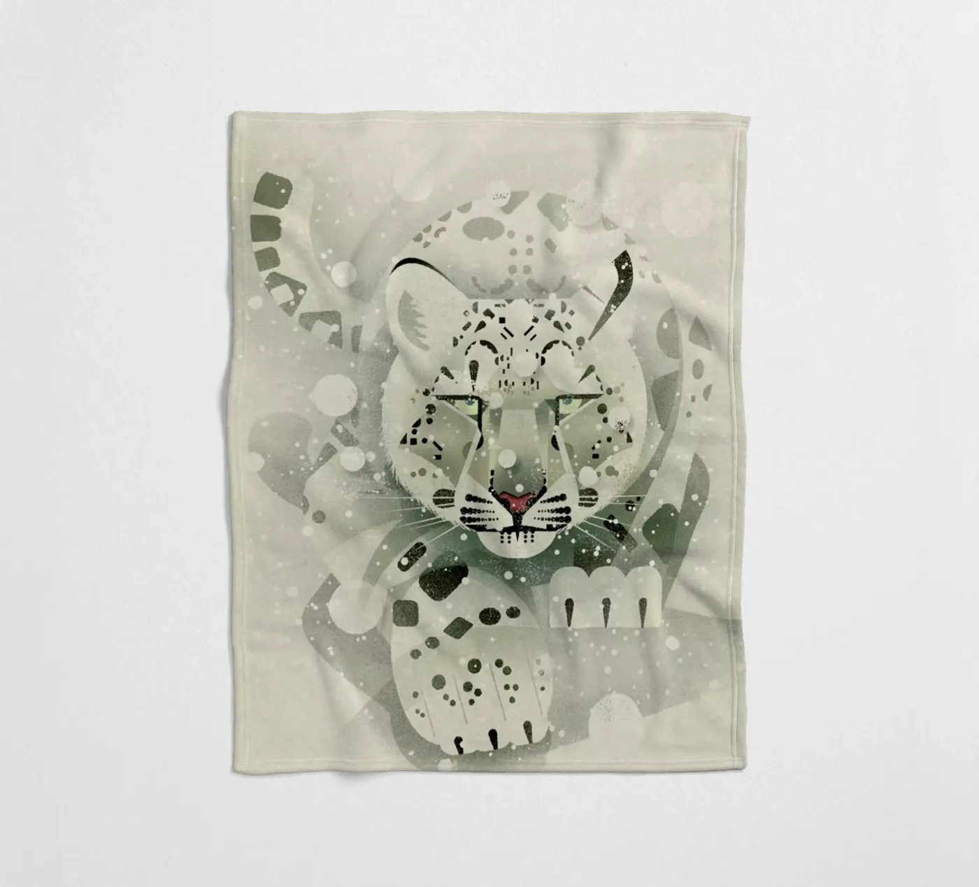 Schneeleopard fleecedeken van Dieter Braun