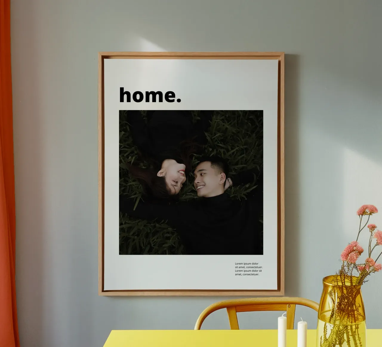 Welcome home Leinwand mit Schattenfugenrahmen von we line studio - design