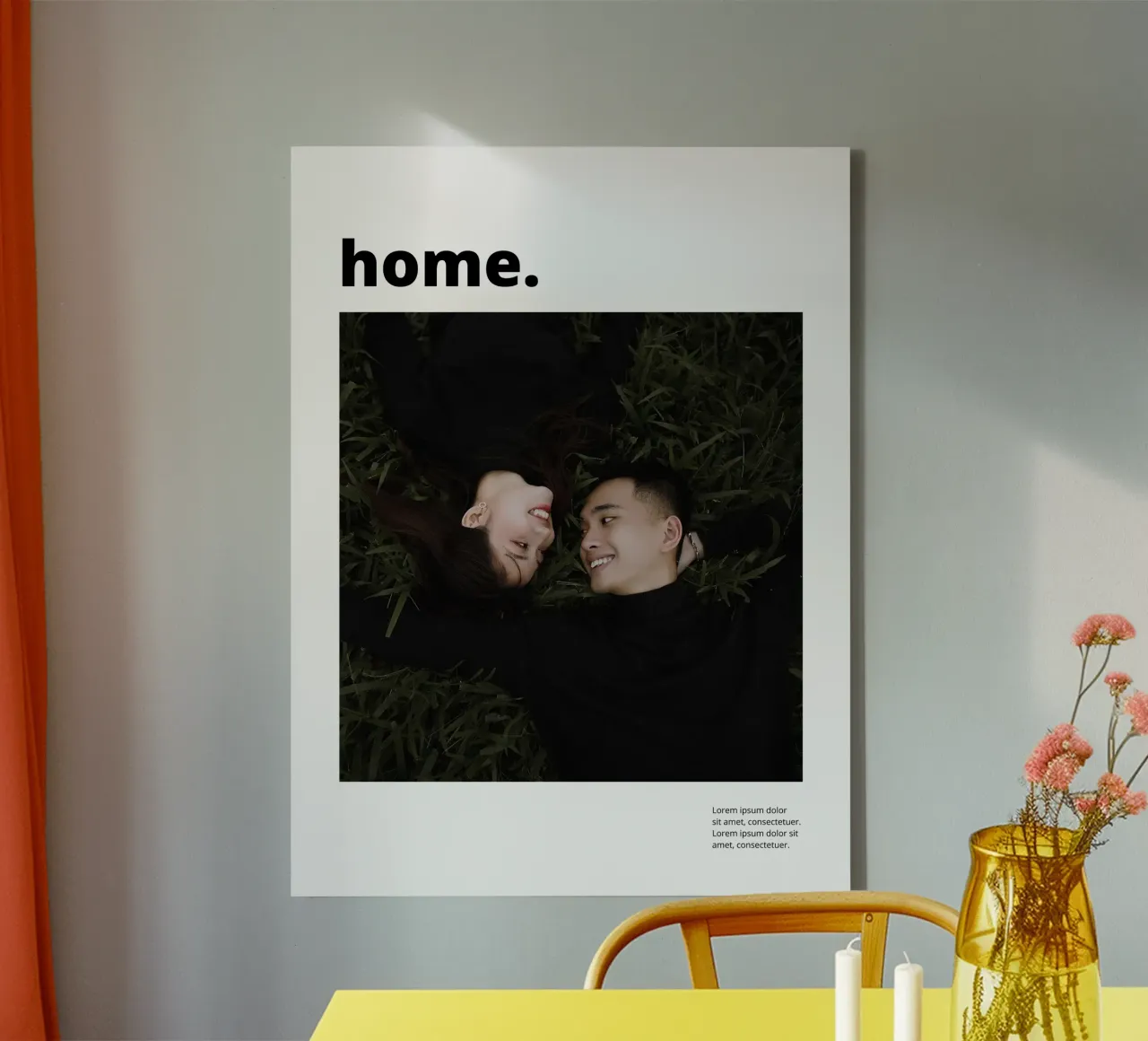 Welcome home Leinwand mit Schattenfugenrahmen von we line studio - design