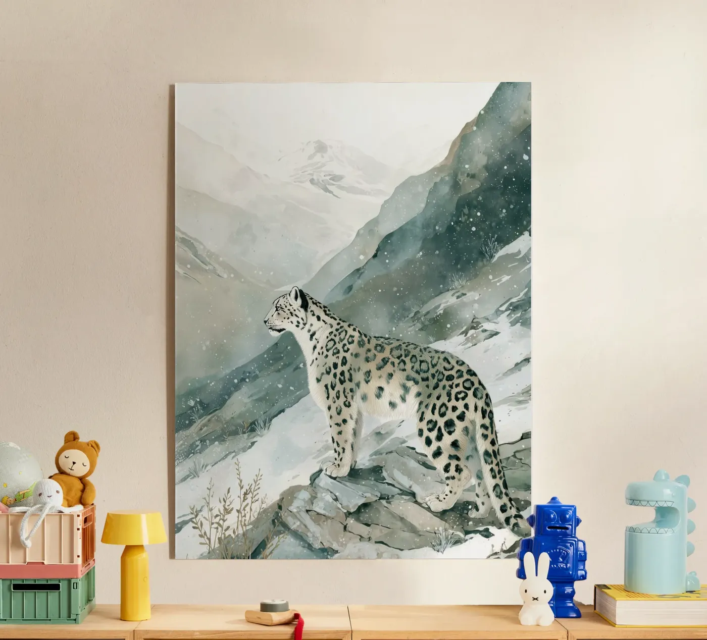 Snow Leopard Mountain plexiglass da LUMA WILDLIFE