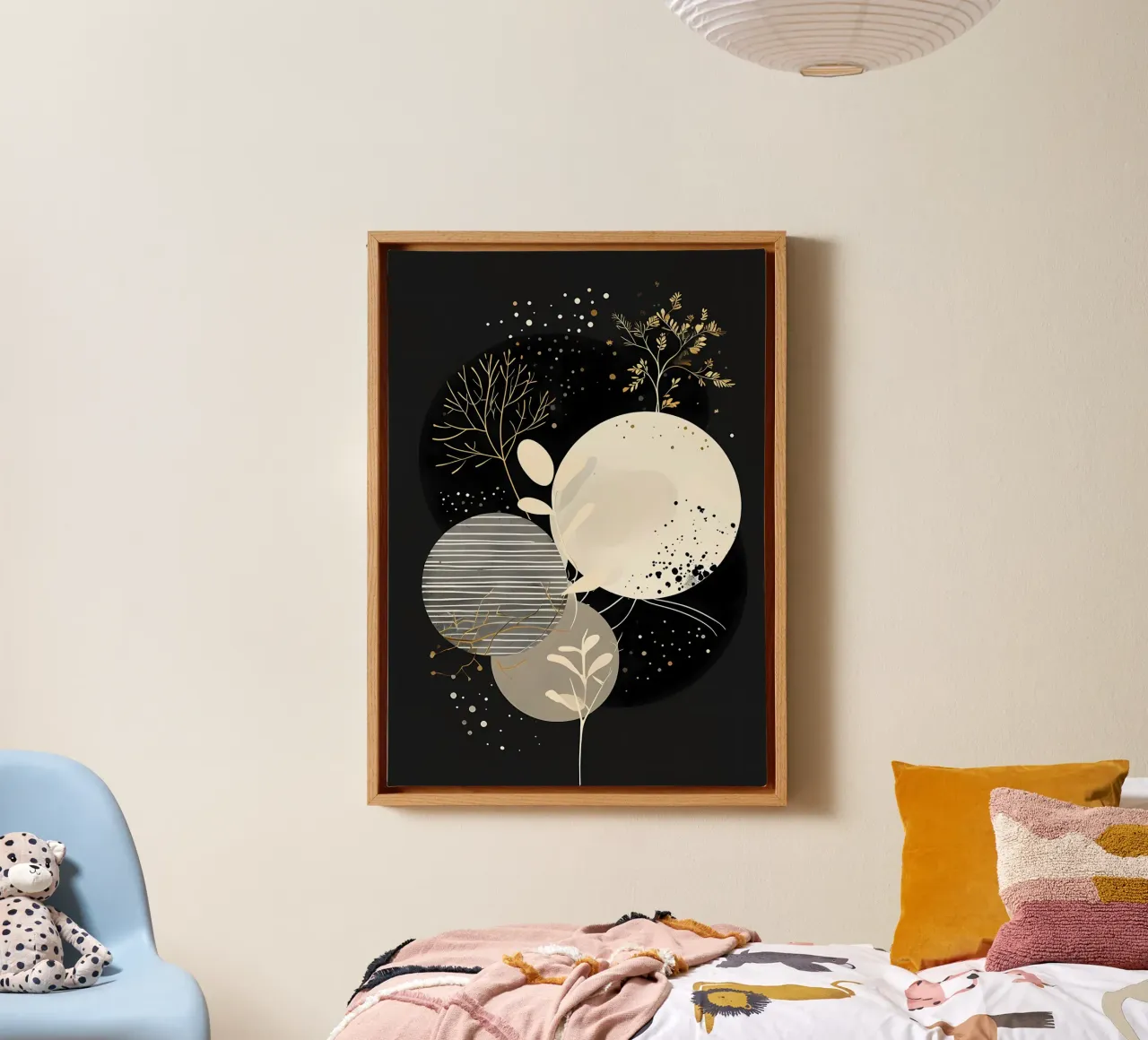Gouden herfst abstract canvas met Baklijst van Artistic-shop