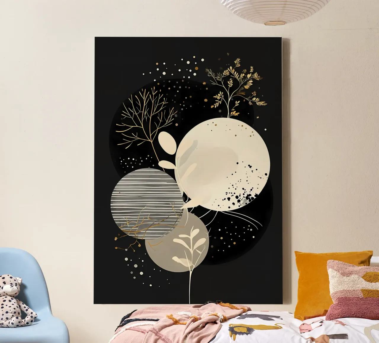 Gouden herfst abstract canvas met Baklijst van Artistic-shop