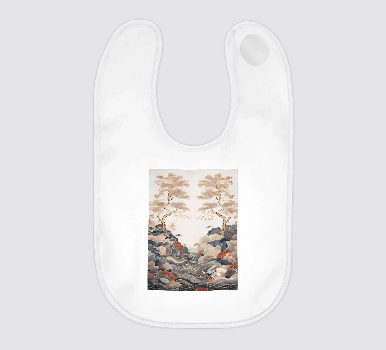 Serene Pine Trees and Rolling Waves baby bib by Artistic-shop