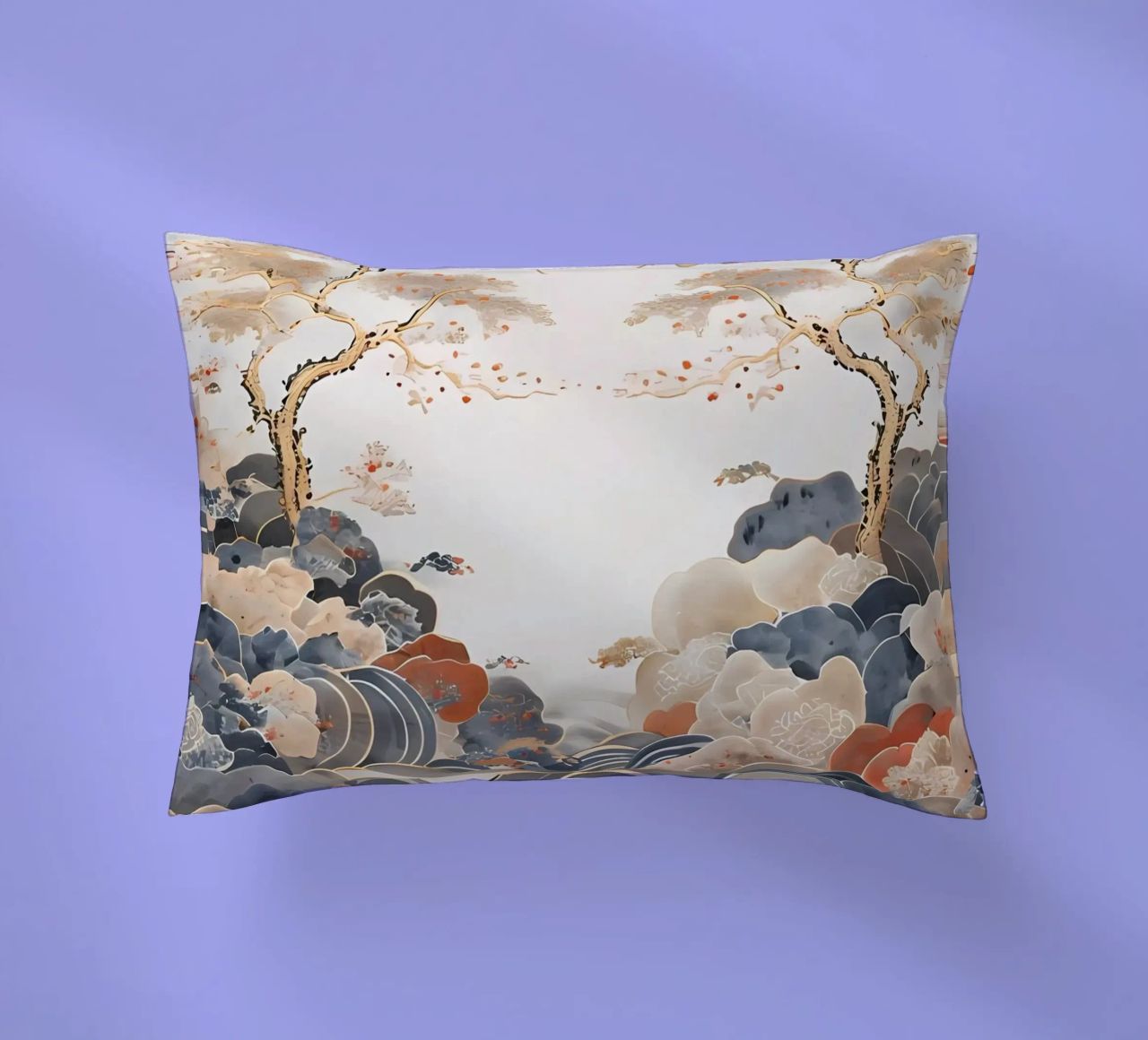 Serene Pine Trees and Rolling Waves decorative cushion by Artistic-shop