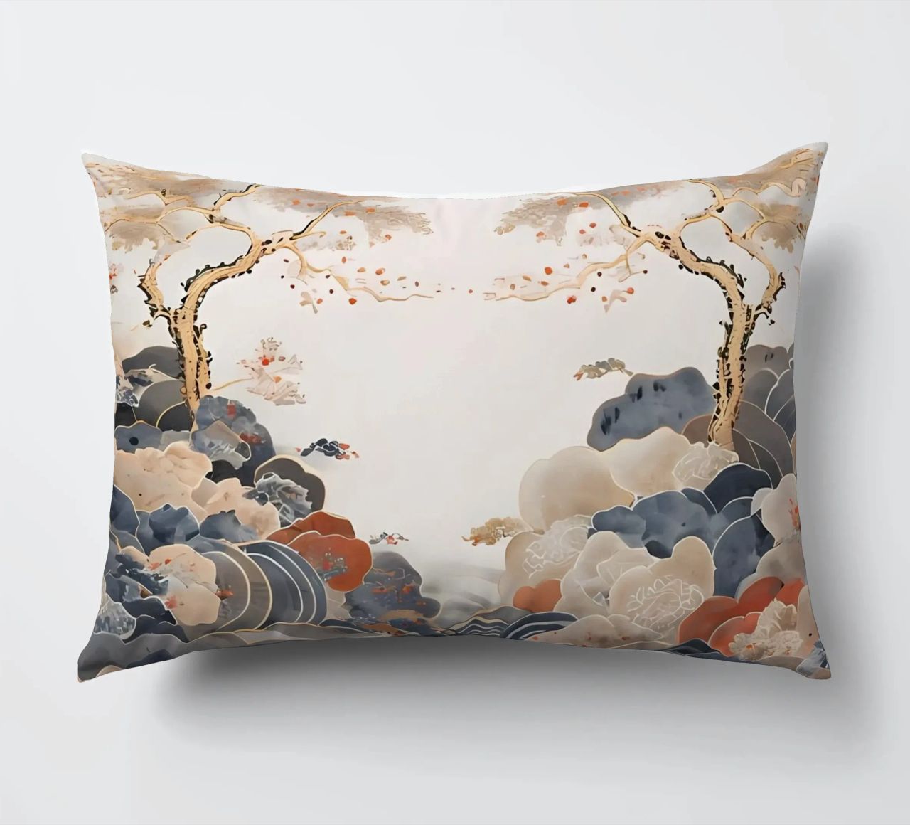 Serene Pine Trees and Rolling Waves decorative cushion by Artistic-shop