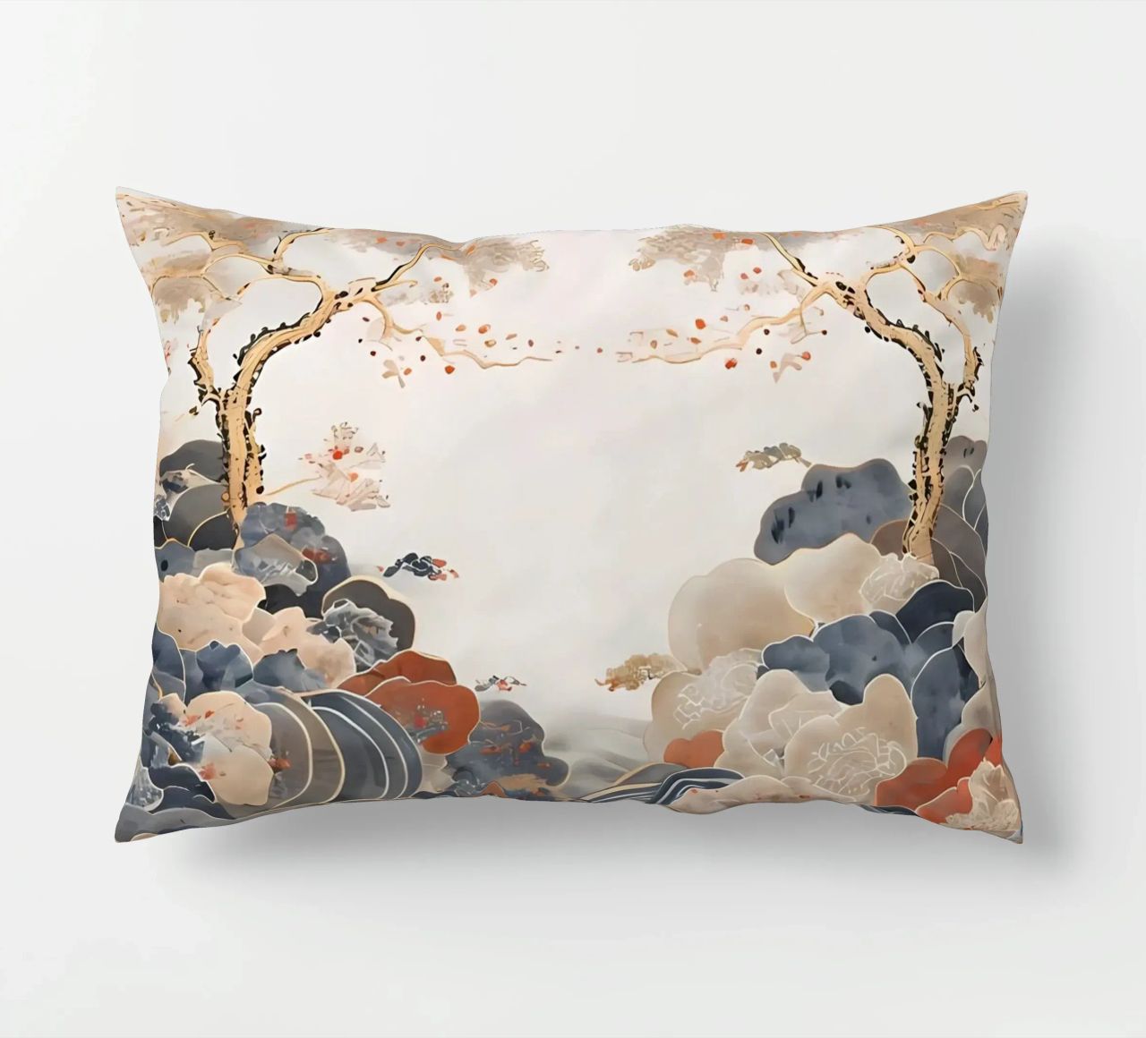 Serene Pine Trees and Rolling Waves decorative cushion by Artistic-shop