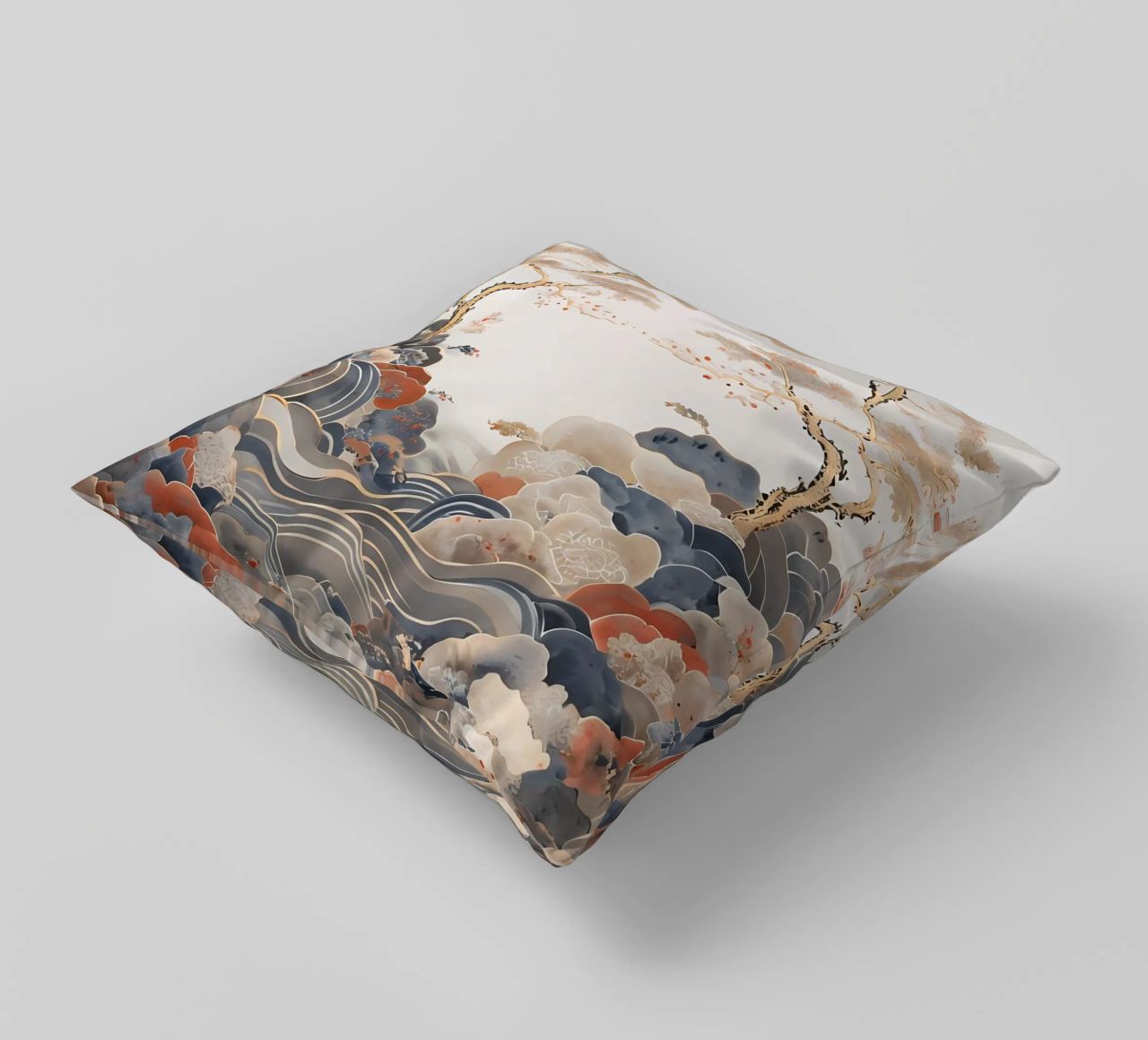 Serene Pine Trees and Rolling Waves decorative cushion by Artistic-shop