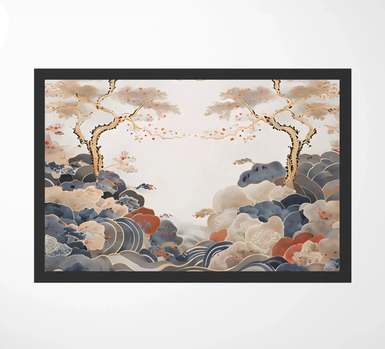 Serene Pine Trees and Rolling Waves doormat by Artistic-shop