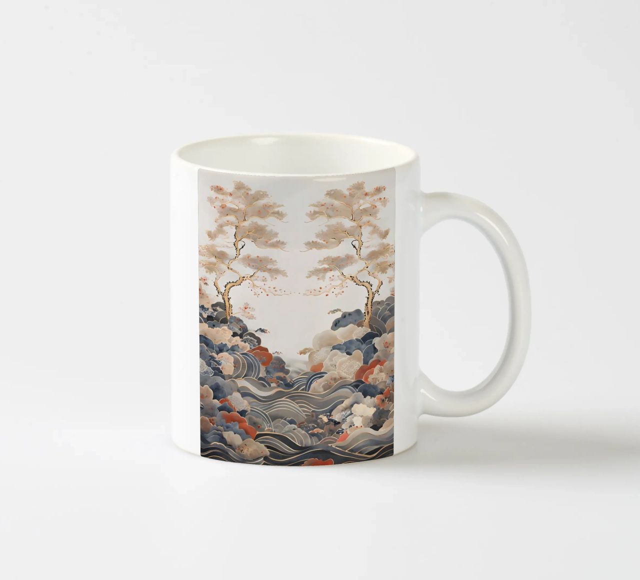 Serene pijnbomen en golven keramische mok van Artistic-shop