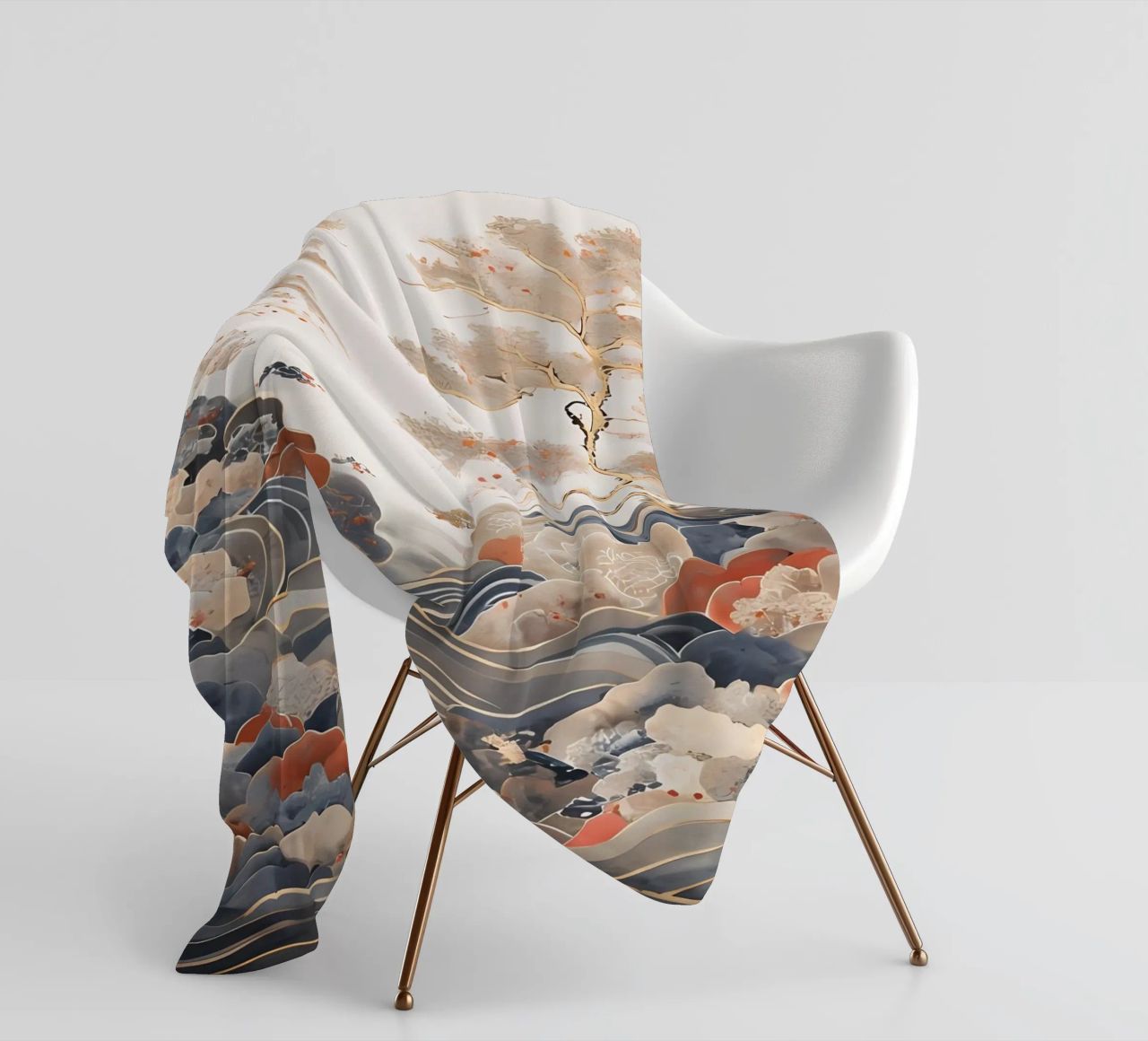 Serene Pine Trees and Rolling Waves fleece blanket by Artistic-shop