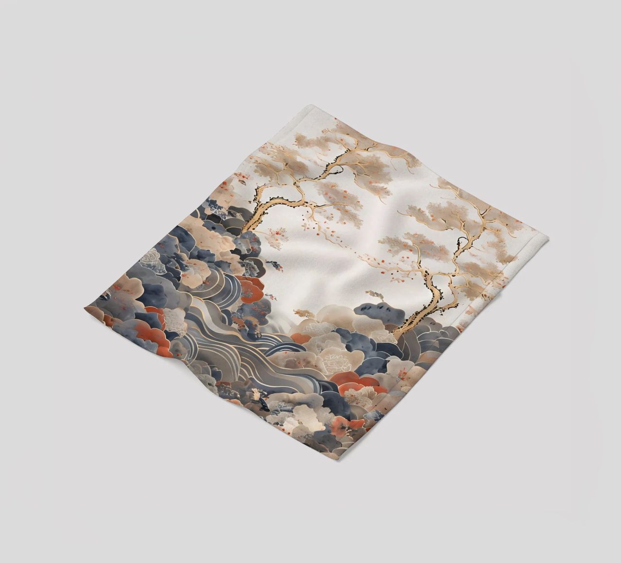 Serene Pine Trees and Rolling Waves fleece blanket by Artistic-shop