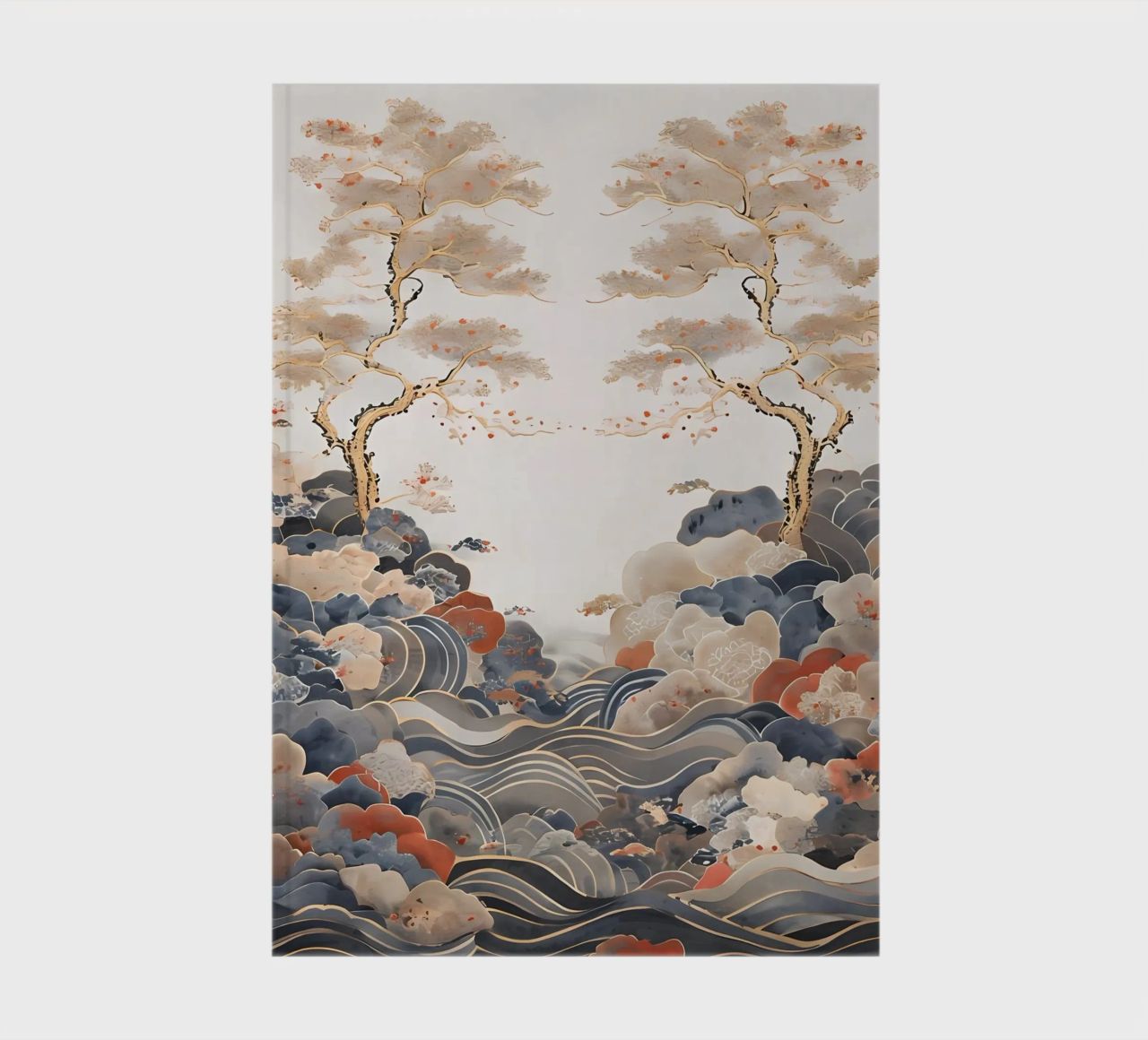 Serene Pine Trees and Rolling Waves notebook by Artistic-shop