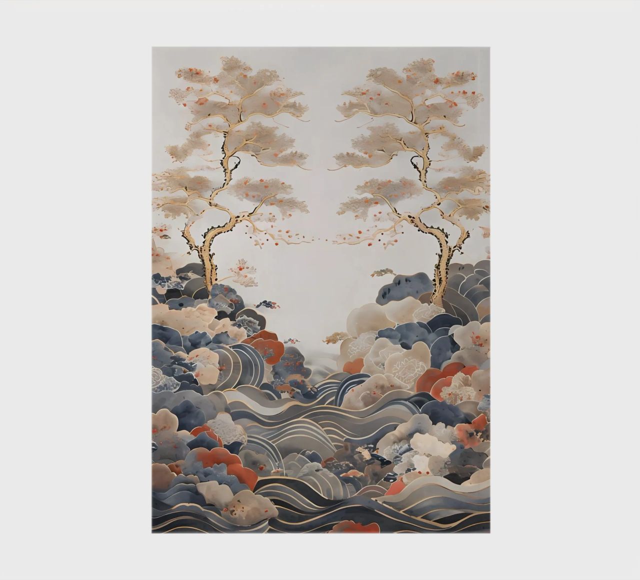 Serene Pine Trees and Rolling Waves notebook by Artistic-shop