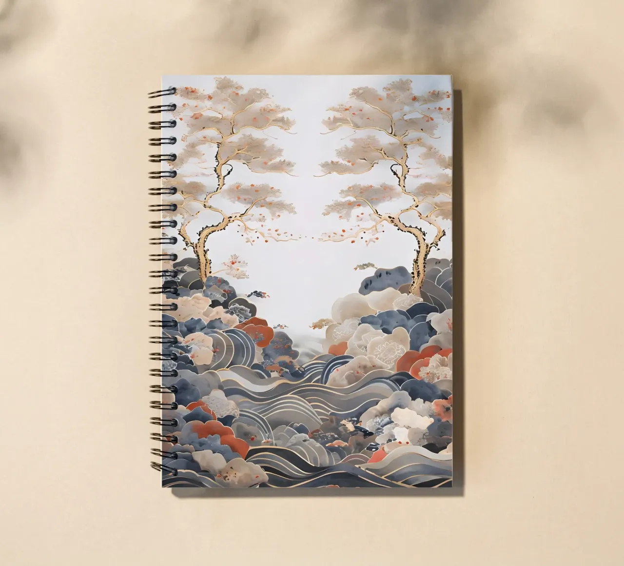 Ruhige Pinienbäume und rollende Wellen Ringbuch von Artistic-shop