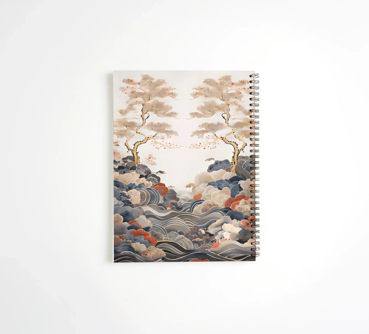 Serene Pine Trees and Rolling Waves spiral notebook by Artistic-shop