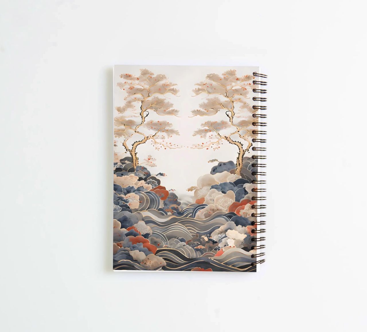 Serene Pine Trees and Rolling Waves spiral notebook by Artistic-shop