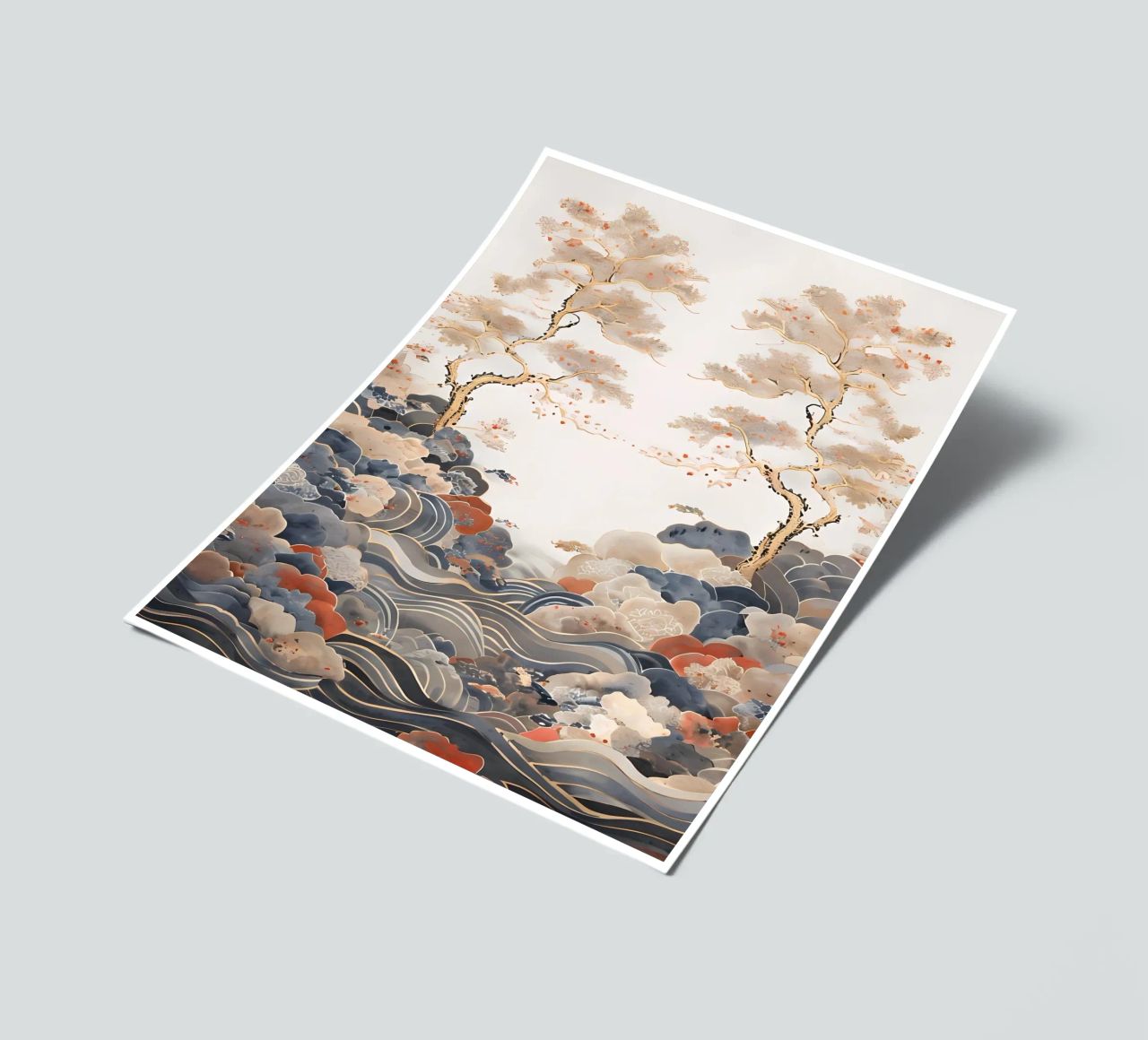 Serene Pine Trees and Rolling Waves sticker sheet by Artistic-shop