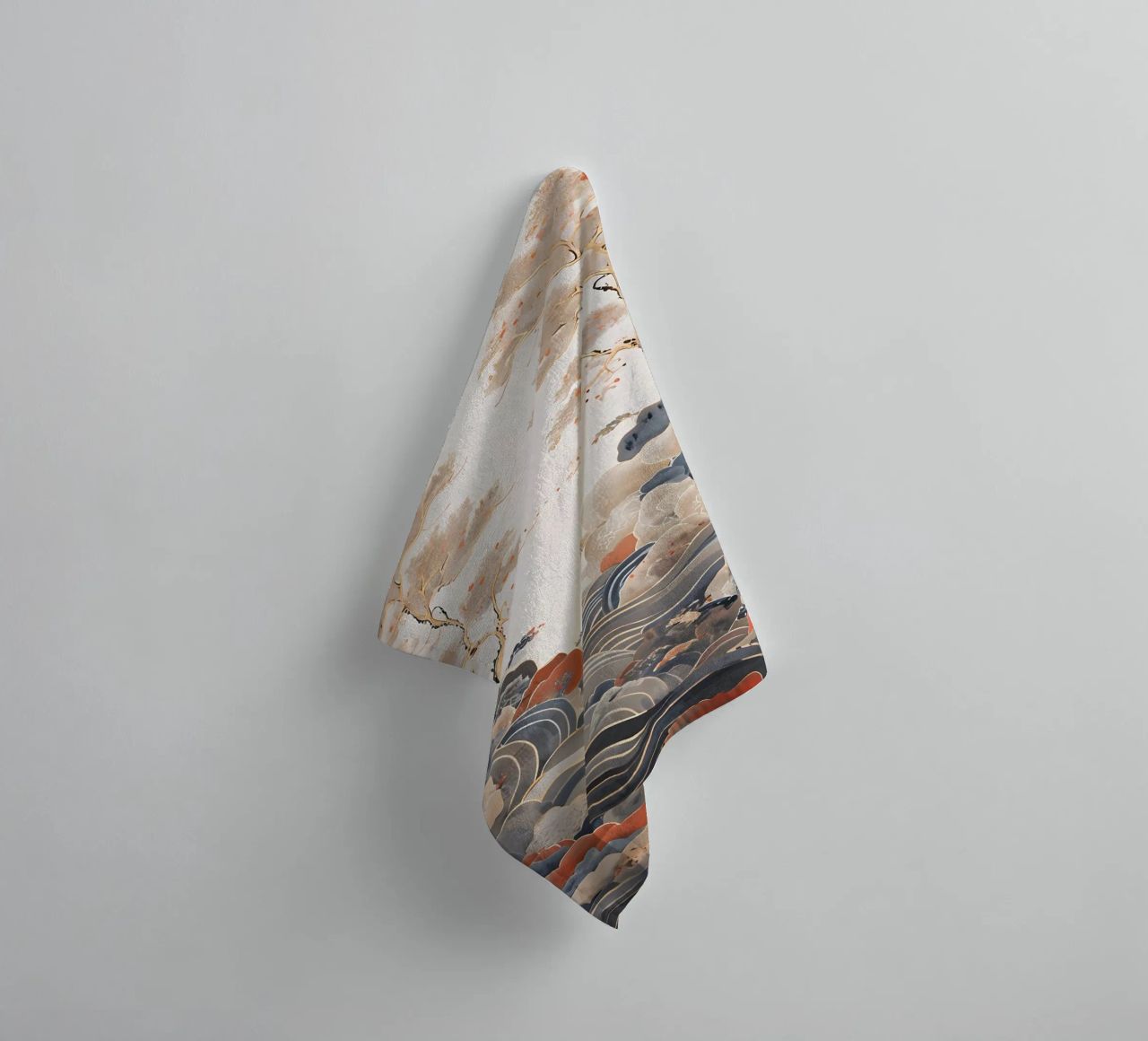 Serene Pine Trees and Rolling Waves towel by Artistic-shop