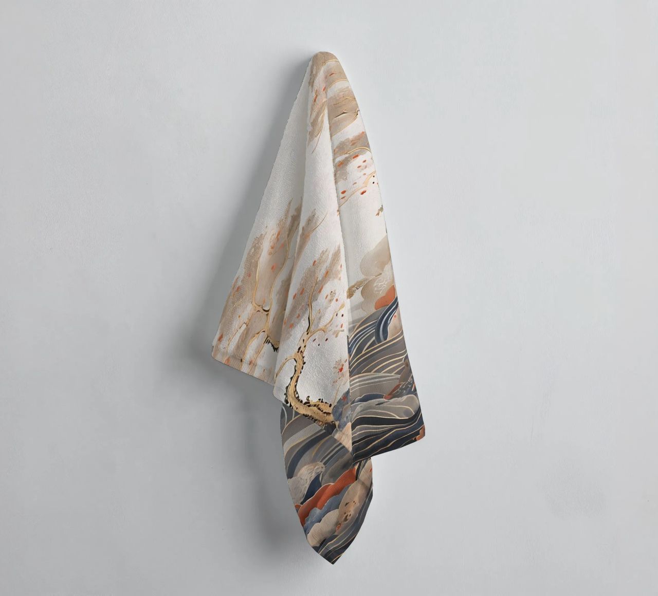 Serene Pine Trees and Rolling Waves towel by Artistic-shop